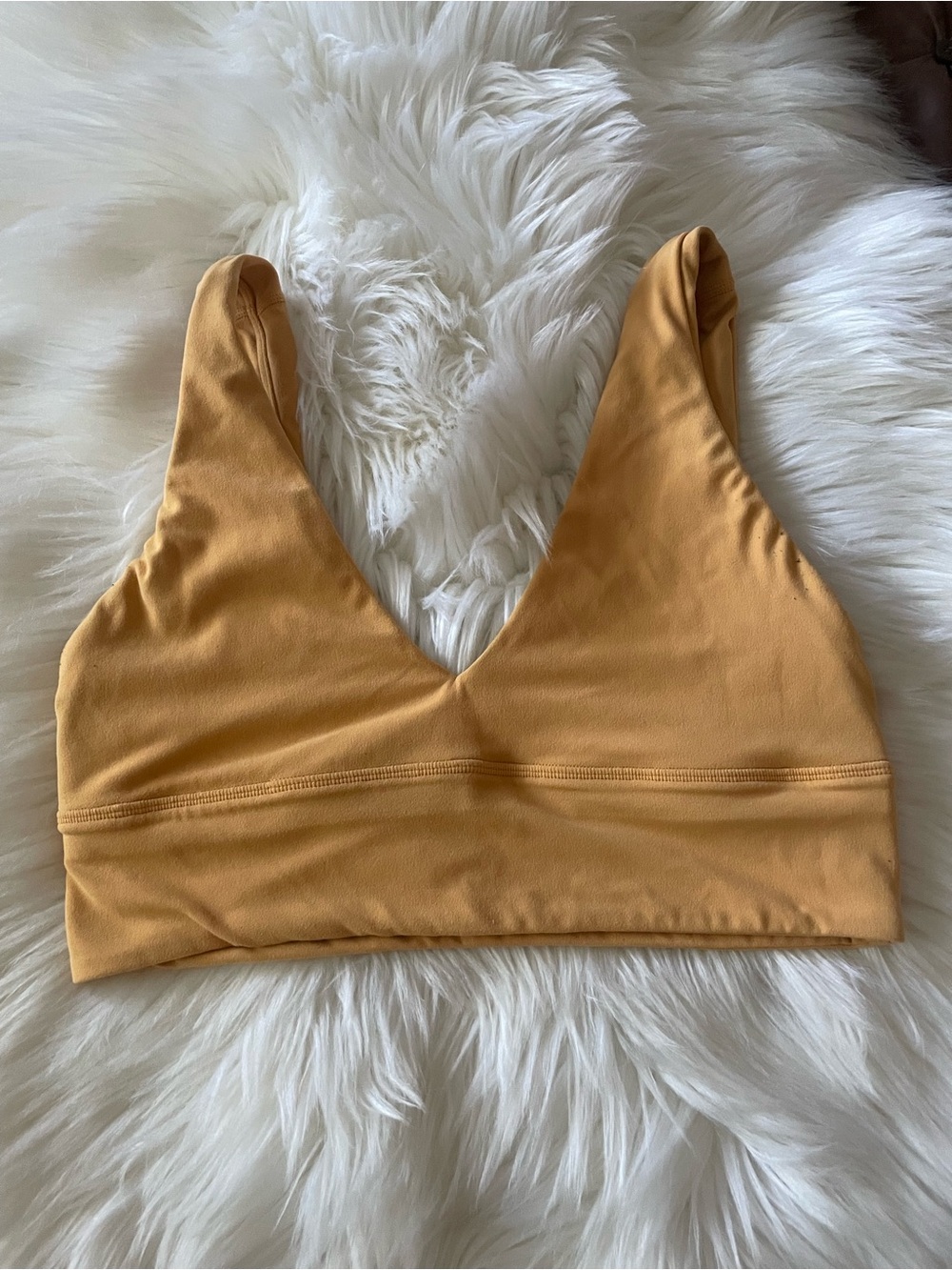 lululemon athletica V‑Neck Sports Bra in Mustard Yellow - Picture 8 of 10
